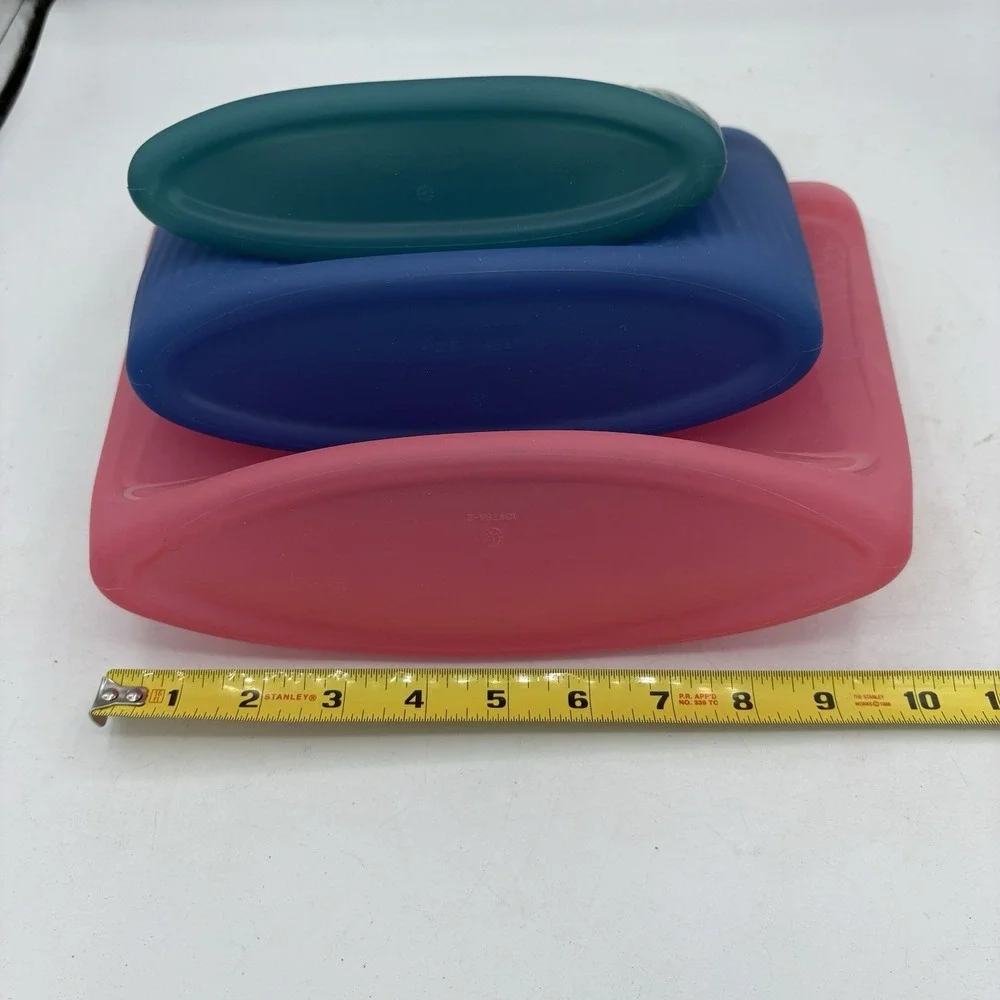 Tupperware Ultimate Silicone Bags Snack Microwavable Pink Blue Green Lot of 3